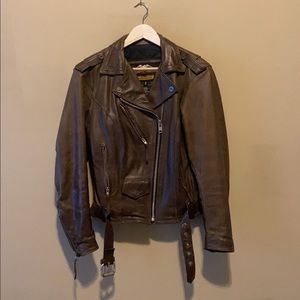 Harley Davidson Brown Genuine Leather Riding Jacket